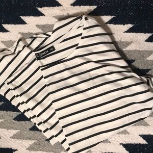 Black and white striped midi dress with pockets!